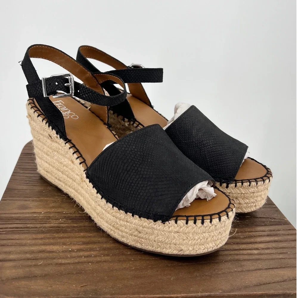 Franco Sarto Black Espadrille Wedge Sandal | Size 8.5 | NWOT